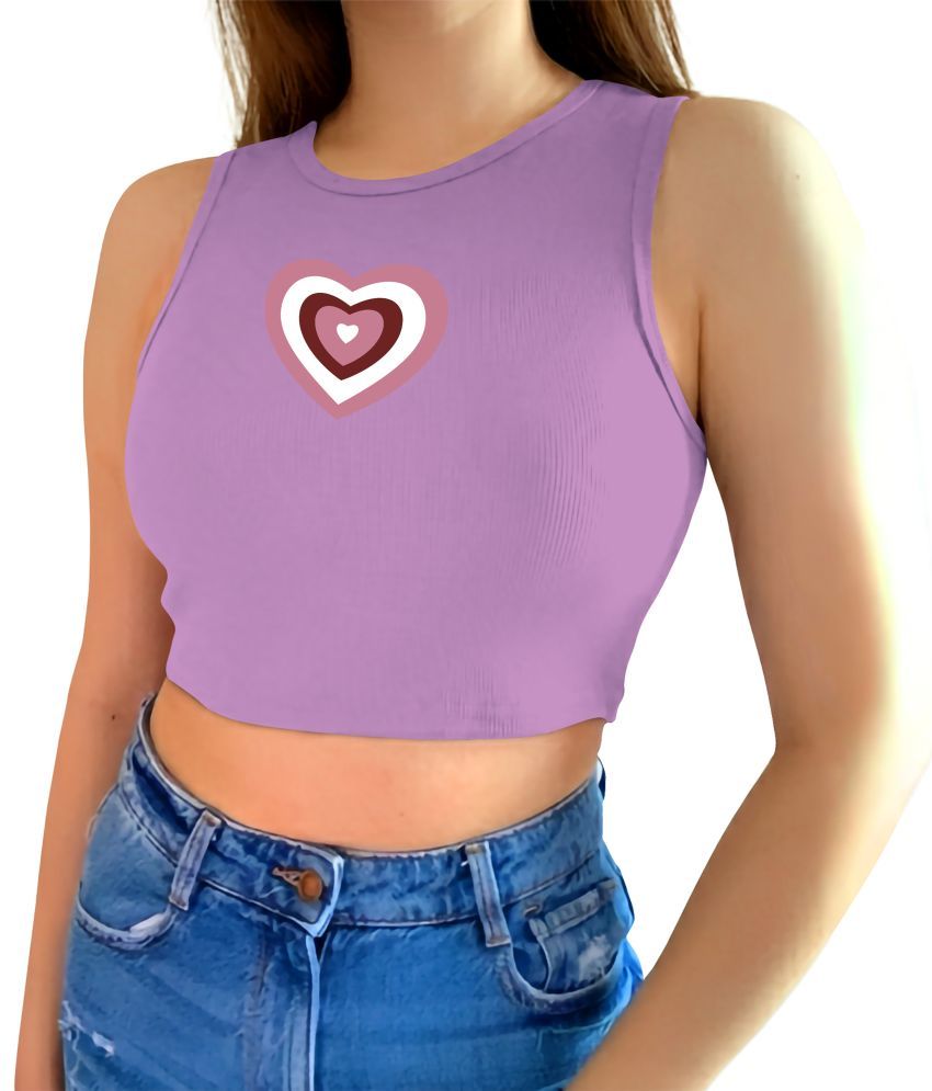     			fashion and youth Purple Cotton Blend Women's Crop Top ( Pack of 1 )