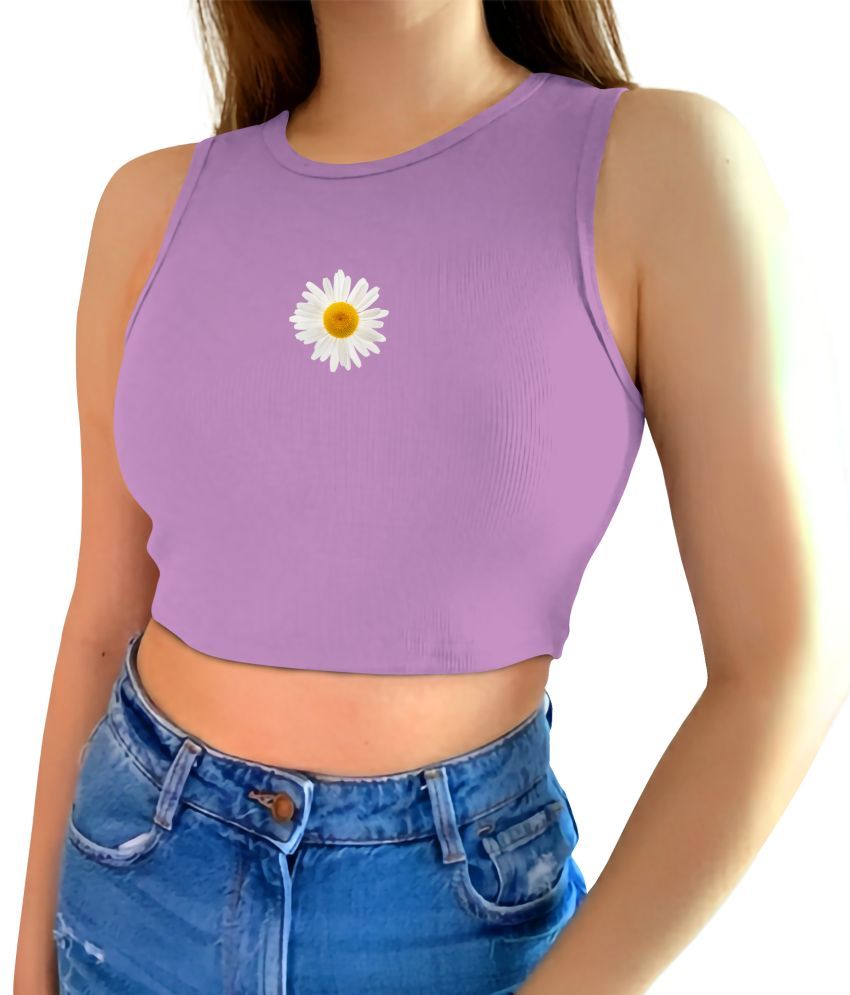     			fashion and youth Purple Cotton Blend Women's Crop Top ( Pack of 1 )