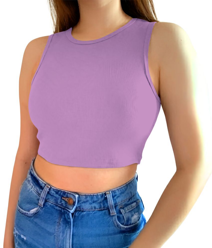     			fashion and youth Purple Cotton Blend Women's Crop Top ( Pack of 1 )