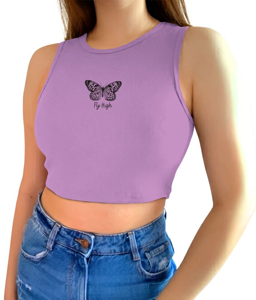     			fashion and youth Purple Cotton Blend Women's Crop Top ( Pack of 1 )