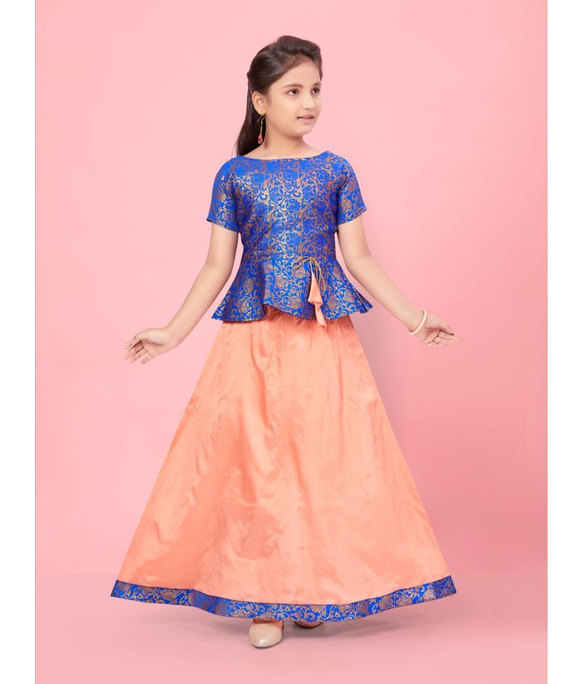     			Aarika Silk Lehenga Choli Set For Girls ( Pack of 1 , Blue )