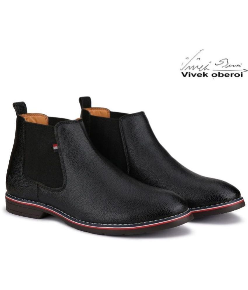     			Bersache Black Men's Chelsea Boots