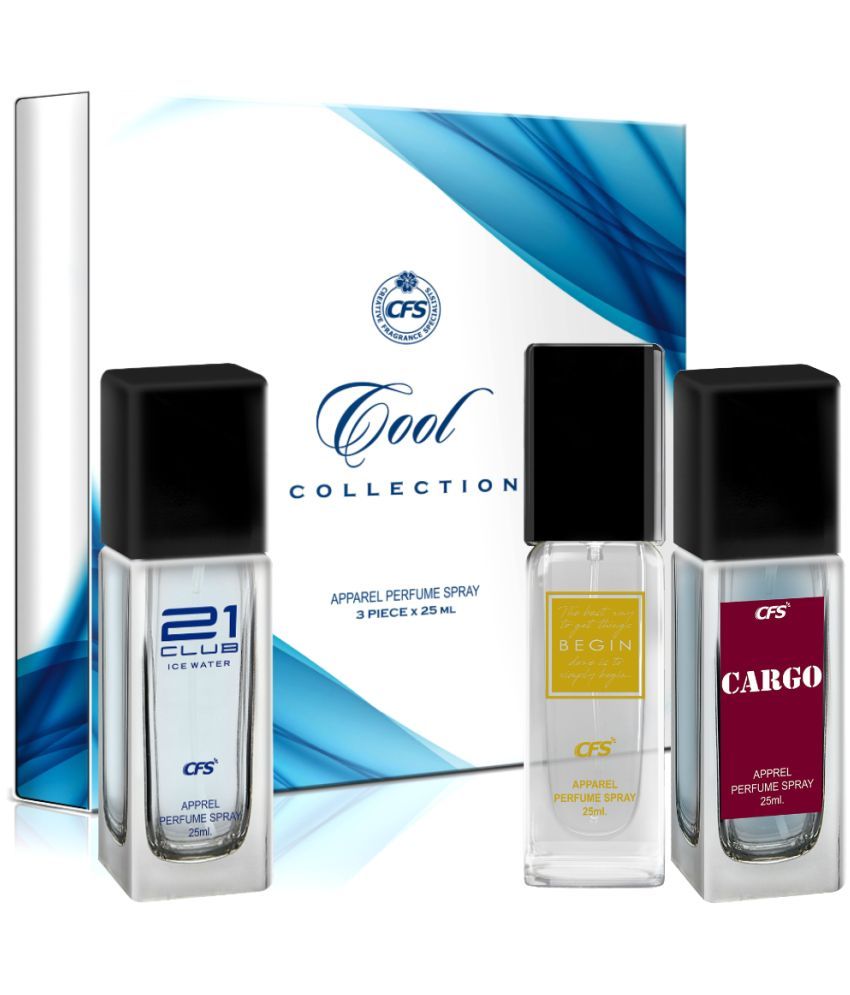     			CFS Cool Collection Unisex Perfume Gift Set Ice Water, Begin Gold, Cargo Blue 25ml Each