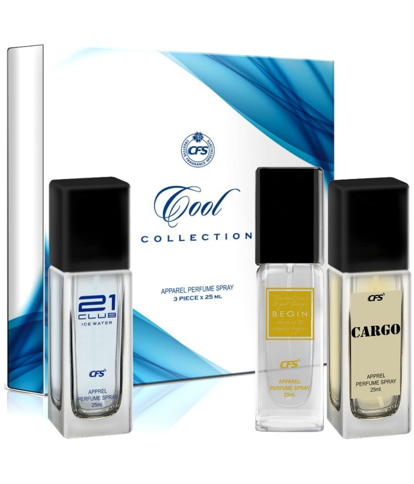     			CFS Cool Collection Unisex Perfume Gift Set Ice Water, Begin Gold, Cargo Khakhi 25ml Each