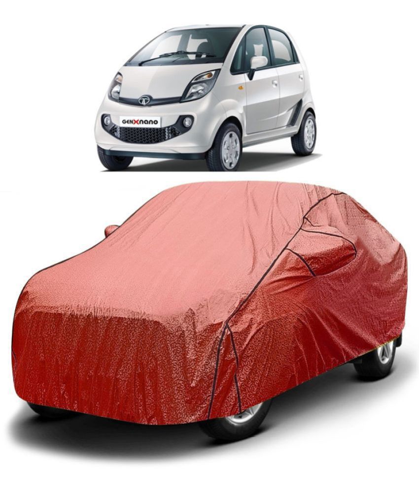     			GOLDKARTZ Car Body Cover for Tata Nano With Mirror Pocket ( Pack of 1 ) , Red