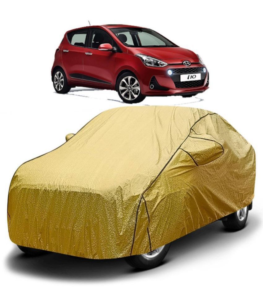     			GOLDKARTZ Car Body Cover for Hyundai i10 With Mirror Pocket ( Pack of 1 ) , Golden