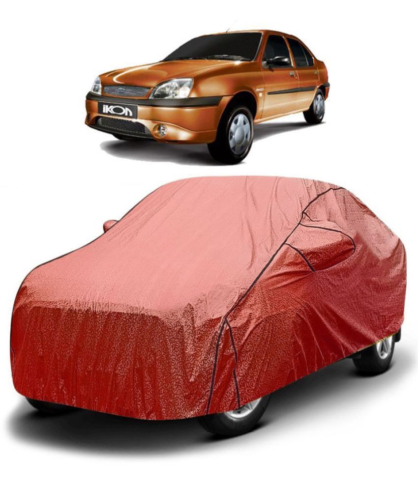     			GOLDKARTZ Car Body Cover for Ford Accent With Mirror Pocket ( Pack of 1 ) , Red