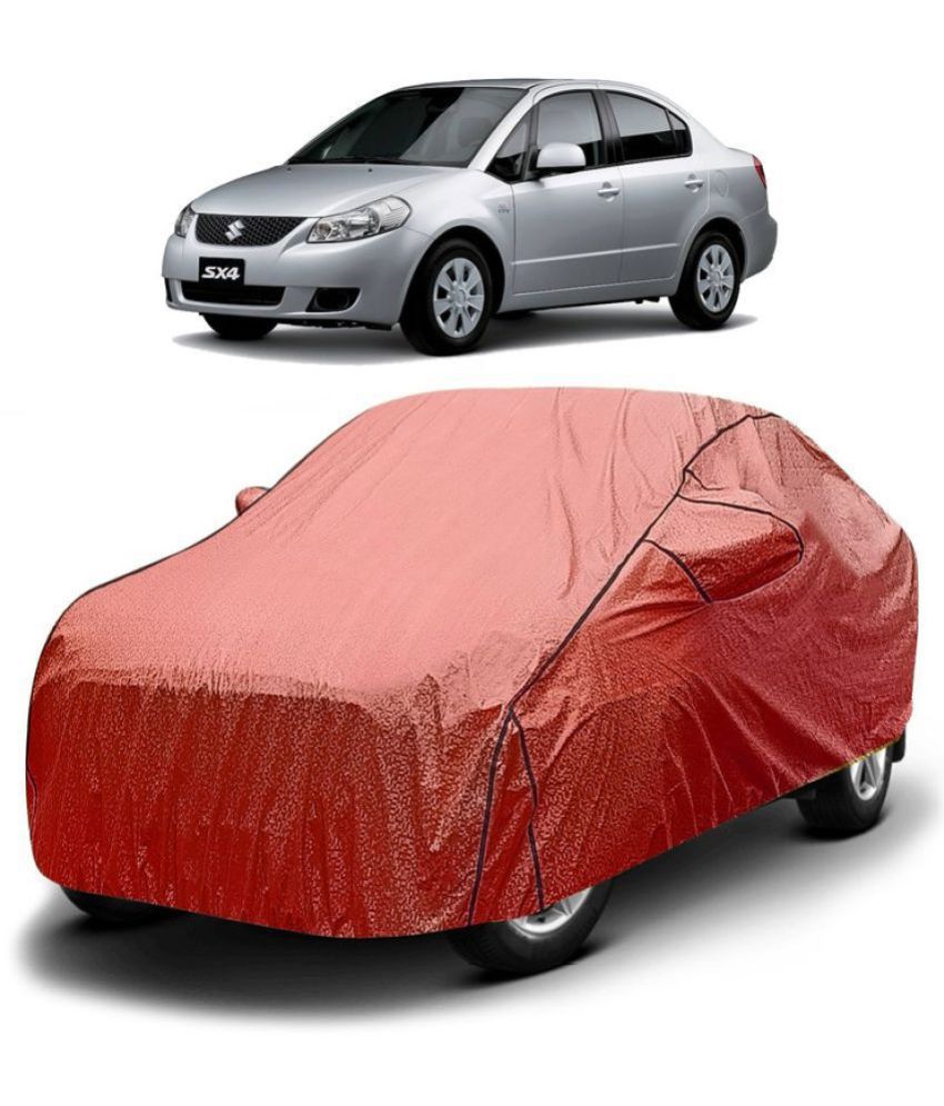     			GOLDKARTZ Car Body Cover for Maruti Suzuki SX4 With Mirror Pocket ( Pack of 1 ) , Red