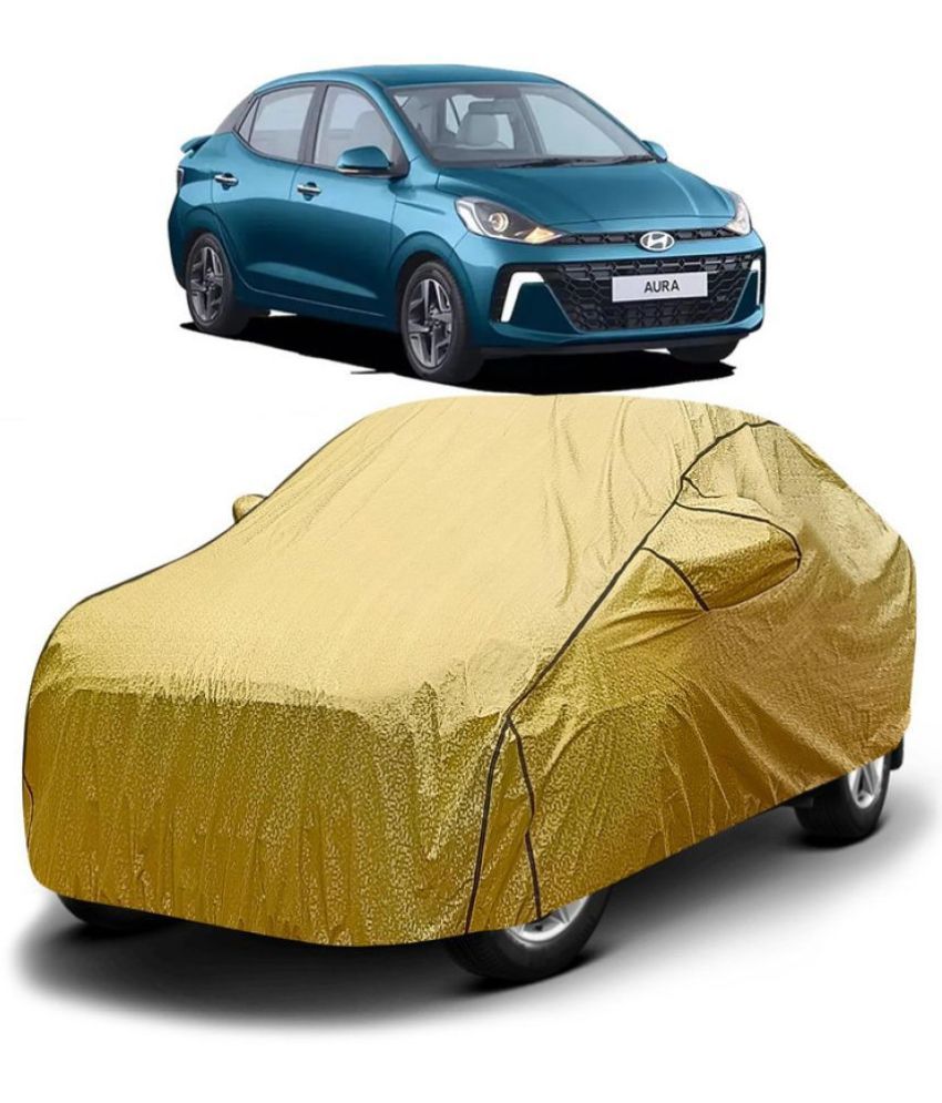     			GOLDKARTZ Car Body Cover for Hyundai All Car Models With Mirror Pocket ( Pack of 1 ) , Golden