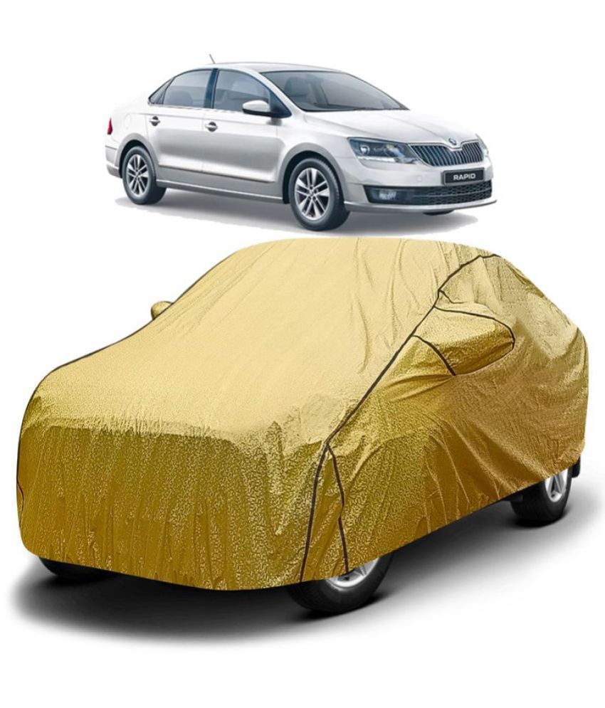     			GOLDKARTZ Car Body Cover for Skoda Rapid With Mirror Pocket ( Pack of 1 ) , Golden