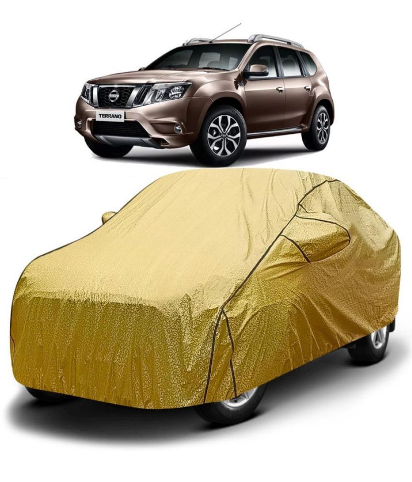     			GOLDKARTZ Car Body Cover for Nissan Terrano With Mirror Pocket ( Pack of 1 ) , Golden