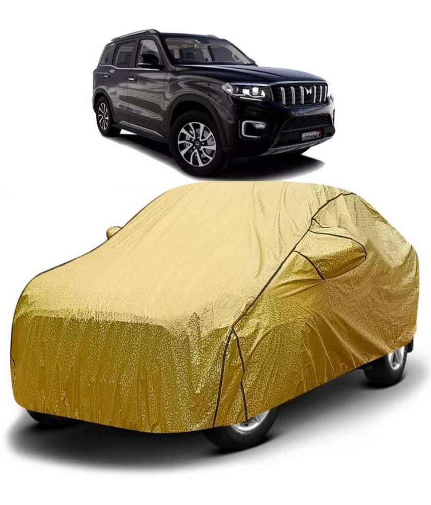     			GOLDKARTZ Car Body Cover for Mahindra Scorpio With Mirror Pocket ( Pack of 1 ) , Golden