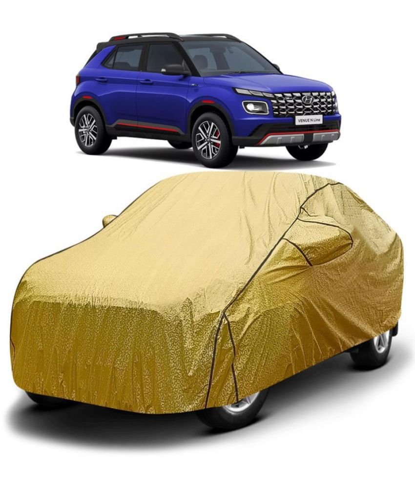     			GOLDKARTZ Car Body Cover for Hyundai All Car Models With Mirror Pocket ( Pack of 1 ) , Golden