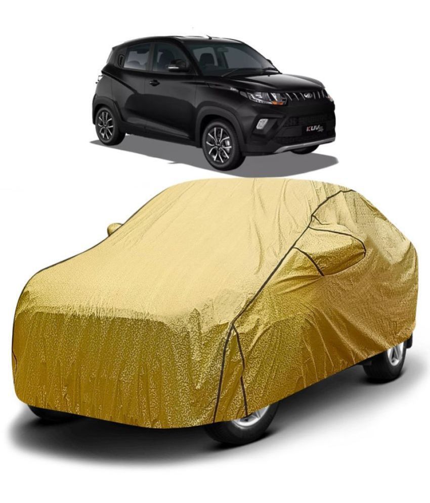     			GOLDKARTZ Car Body Cover for Mahindra KUV 1OO With Mirror Pocket ( Pack of 1 ) , Golden