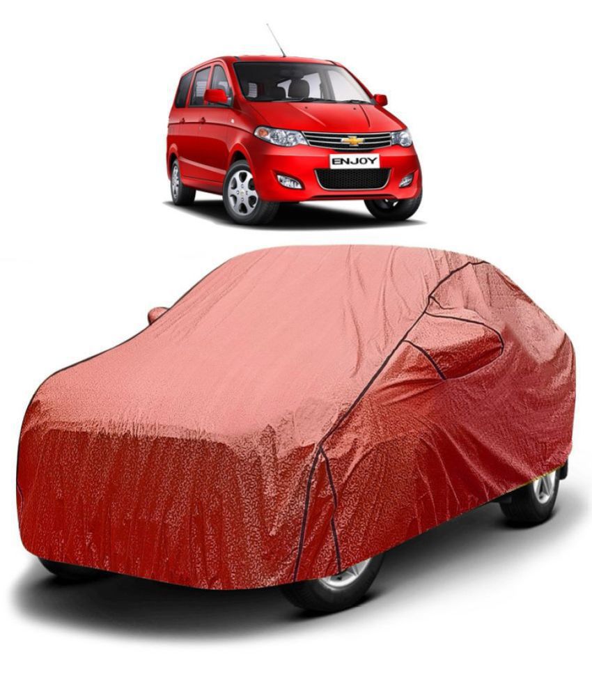     			GOLDKARTZ Car Body Cover for Chevrolet Enjoy With Mirror Pocket ( Pack of 1 ) , Red