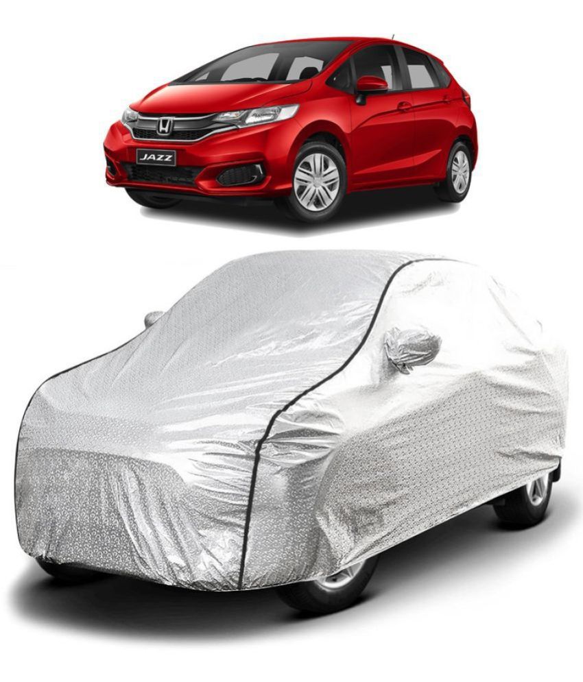     			GOLDKARTZ Car Body Cover for Honda Jazz With Mirror Pocket ( Pack of 1 ) , Silver