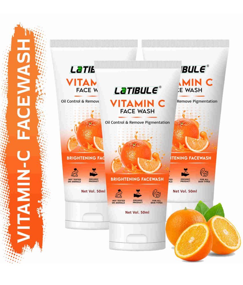     			Latibule Vitamin C Face Wash For Brightening skin, Oil Control, Remove Pigmentation 50ml, Pack of 3