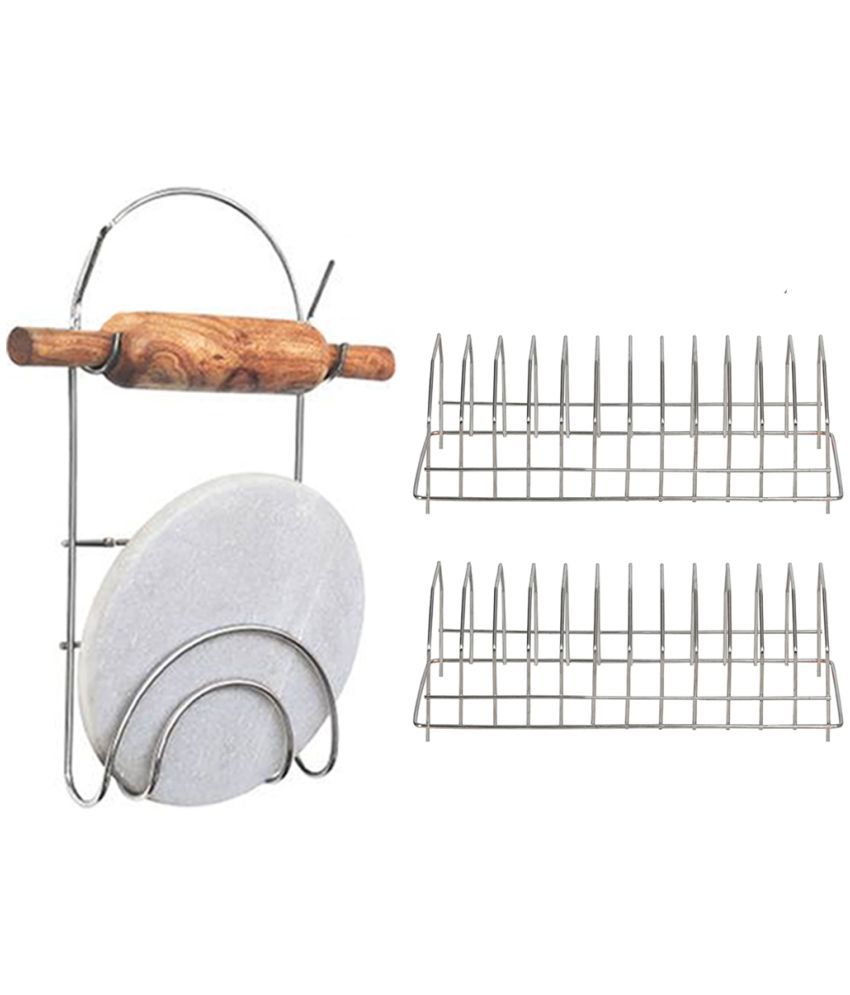     			OC9 Silver Stainless Steel Storage Racks ( Pack of 3 )