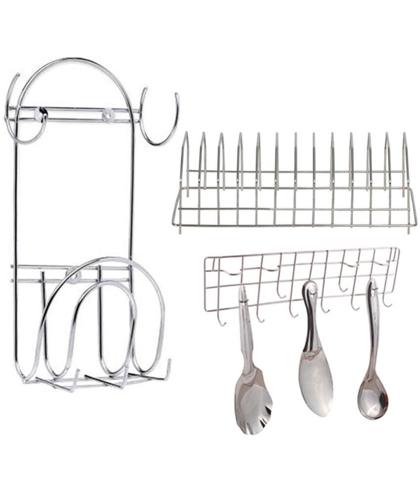     			OC9 Silver Stainless Steel Storage Racks ( Pack of 3 )