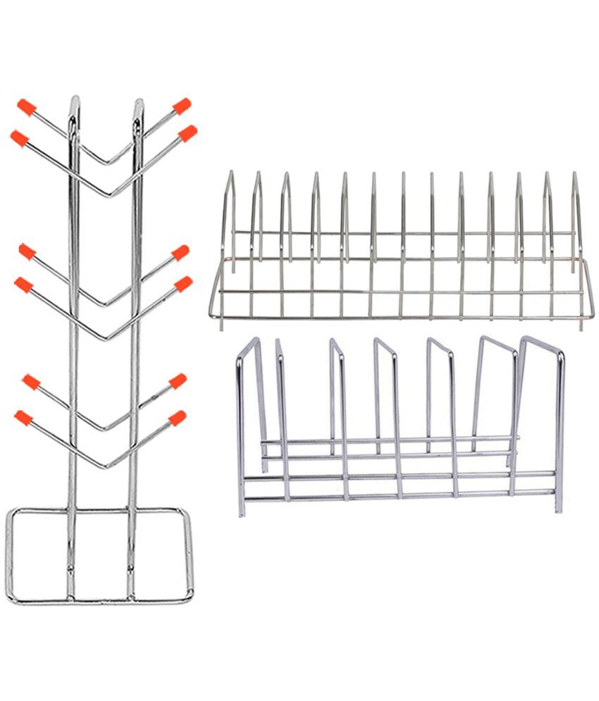     			OC9 Silver Stainless Steel Storage Racks ( Pack of 3 )