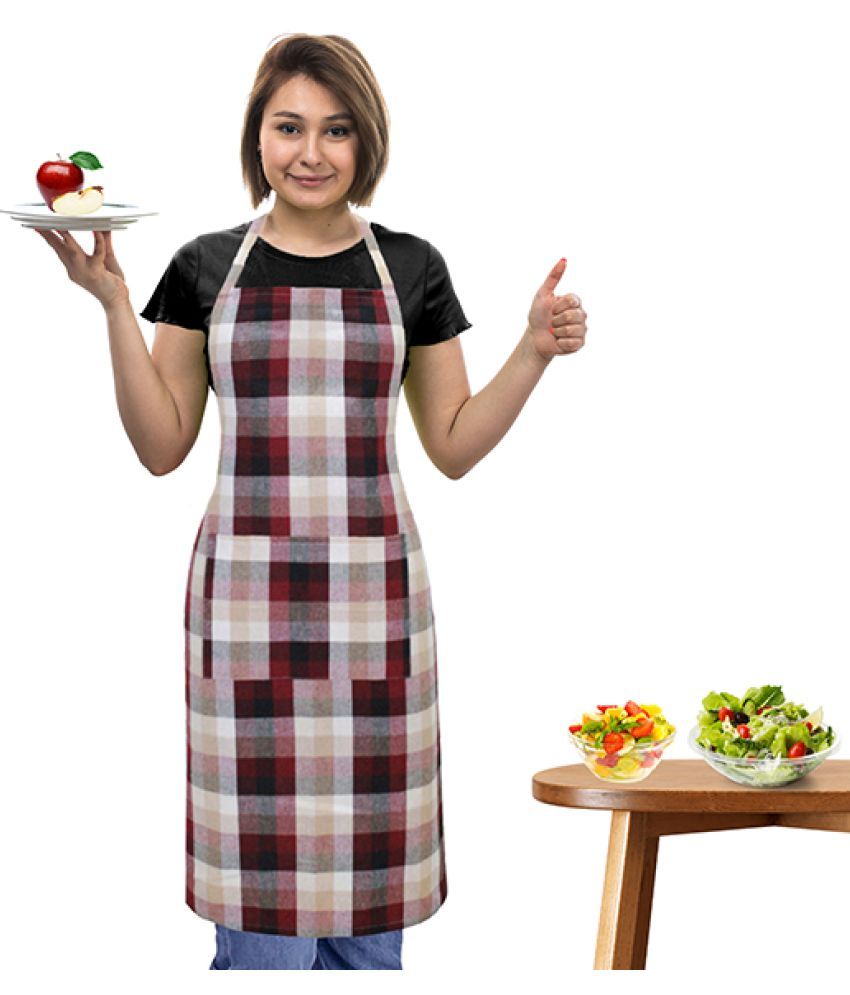     			Oasis Hometex Cotton Checks Kitchen Apron with 1 Center Pocket ( Pack of 1 )