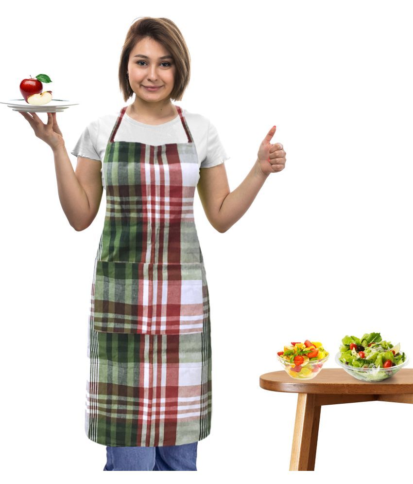     			Oasis Hometex Cotton Checks Kitchen Apron with 1 Center Pocket ( Pack of 1 )