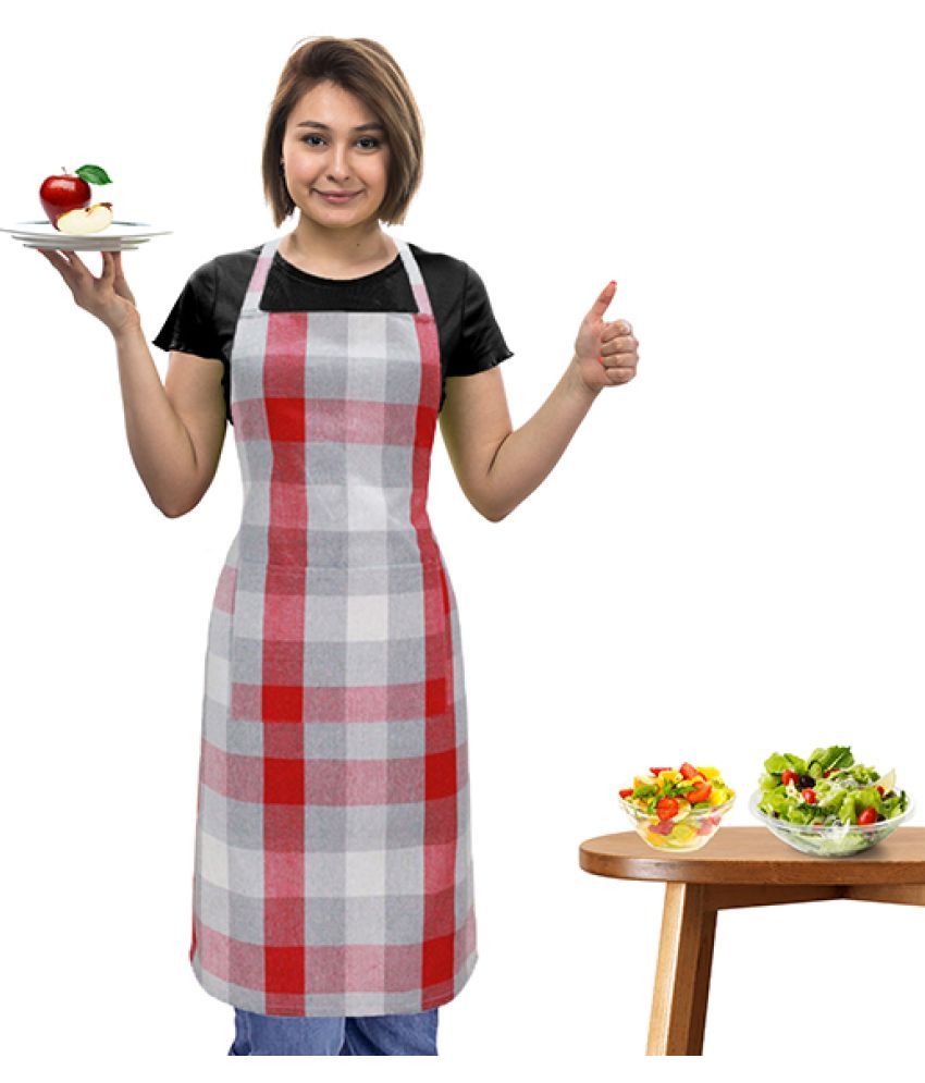     			Oasis Hometex Cotton Checks Kitchen Apron with 1 Center Pocket ( Pack of 1 )