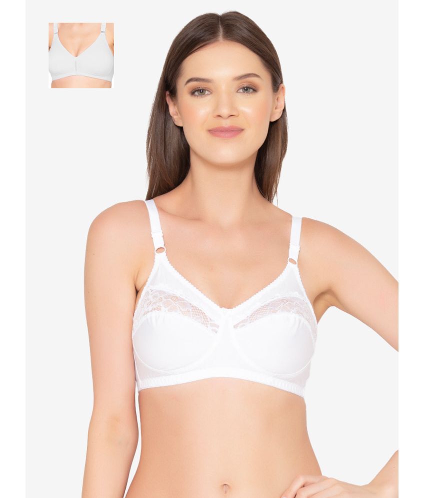     			Paris Beauty White Cotton Blend Non Padded Women's Everyday Bra ( Pack of 2 )