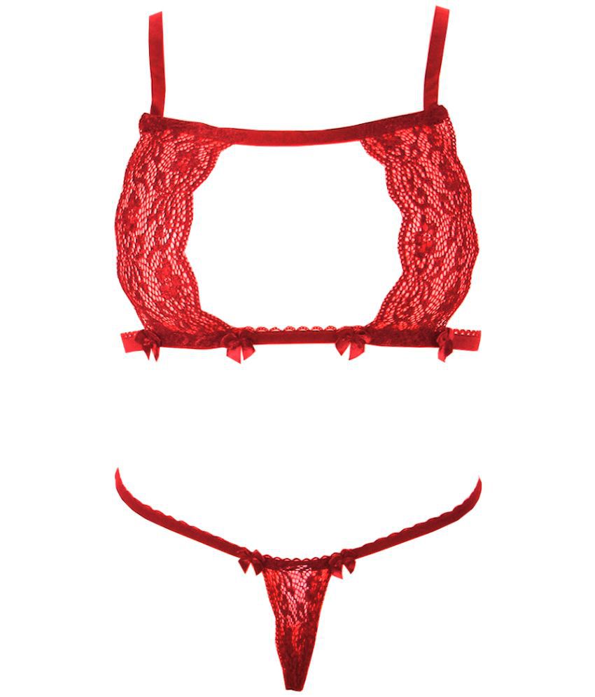     			Purble Red Lace Women's Bra & Panty Set ( Pack of 1 )
