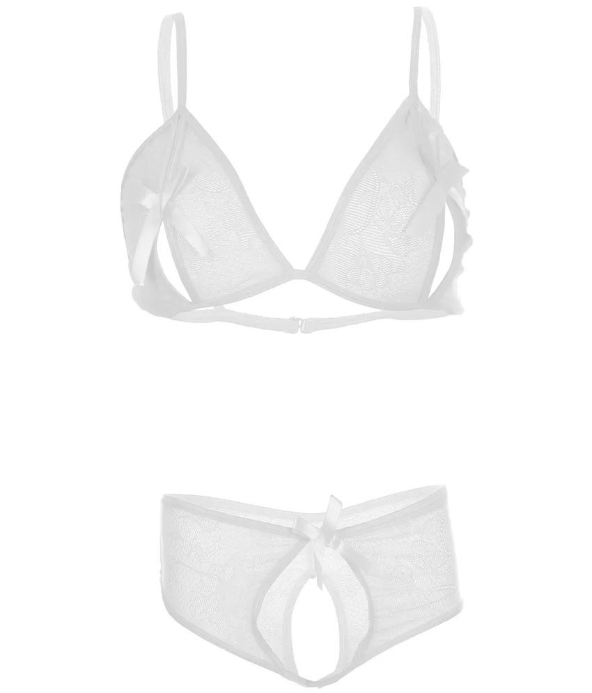     			Purble White Lace Women's Bra & Panty Set ( Pack of 1 )