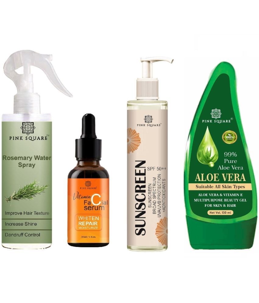     			Rosemary water Hair Spray for Hair Regrowth (100ml), Vitamin C Face Serum (30ml), Sunscreen SPF 50 (100ml) & Aloe vera Gel (100ml) Combo of 4