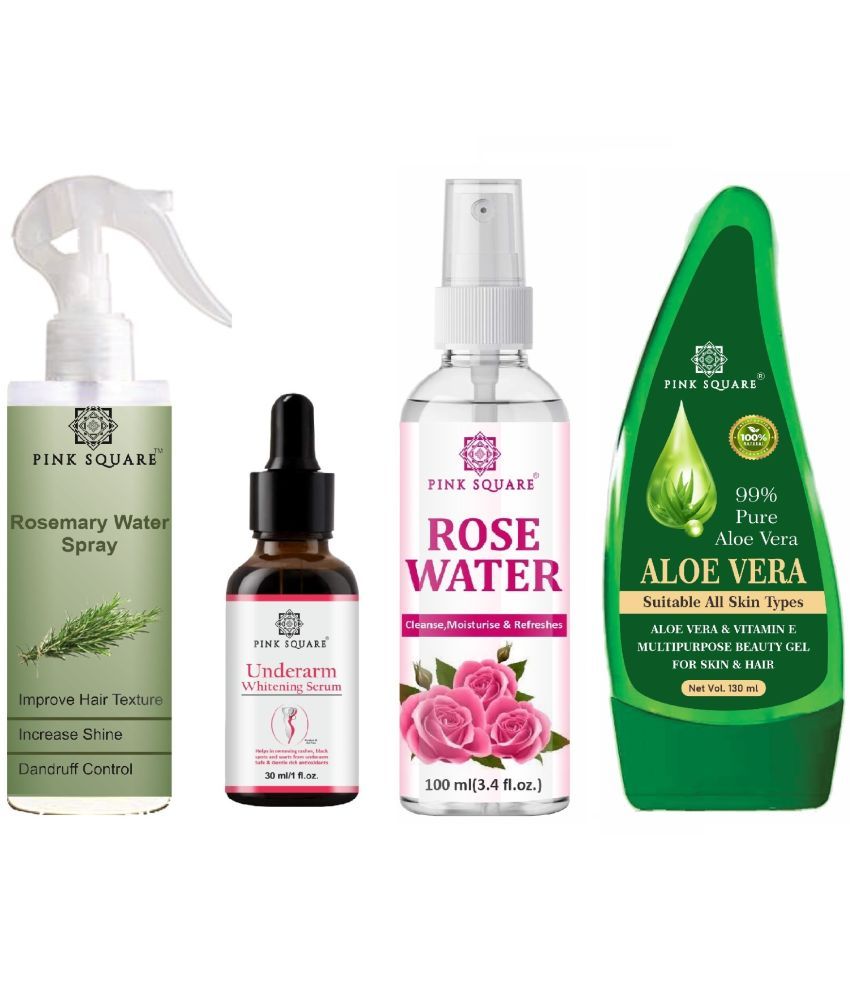     			Rosemary water Hair Spray for Hair Regrowth (100ml), Underarm Whitening Serum (30ml), Rose Water (100ml) & Aloe vera Gel (100ml) Combo of 4