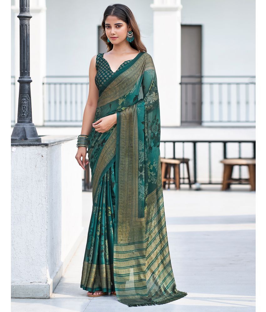     			Samah Georgette Printed Saree With Blouse Piece - Rama ( Pack of 1 )