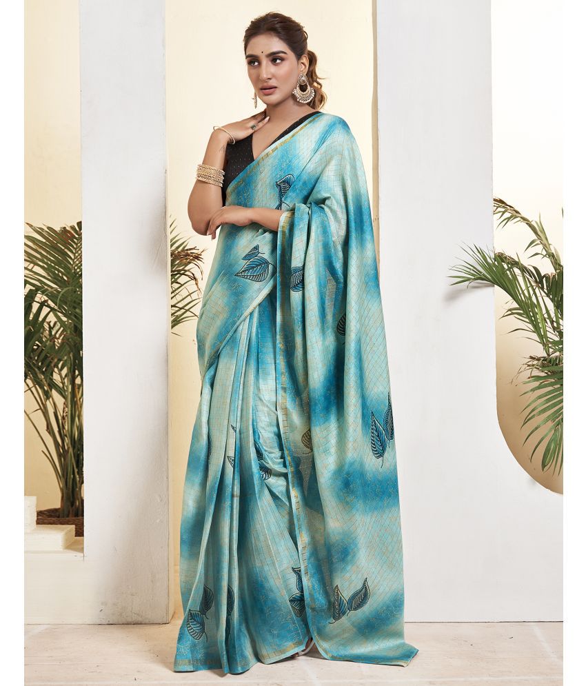     			Samah Silk Blend Woven Saree With Blouse Piece - Blue ( Pack of 1 )
