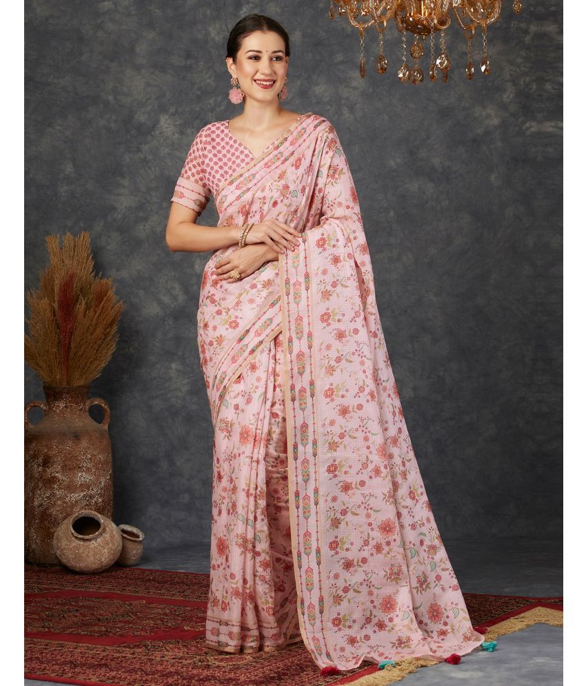     			Samah Silk Blend Woven Saree With Blouse Piece - Pink ( Pack of 1 )