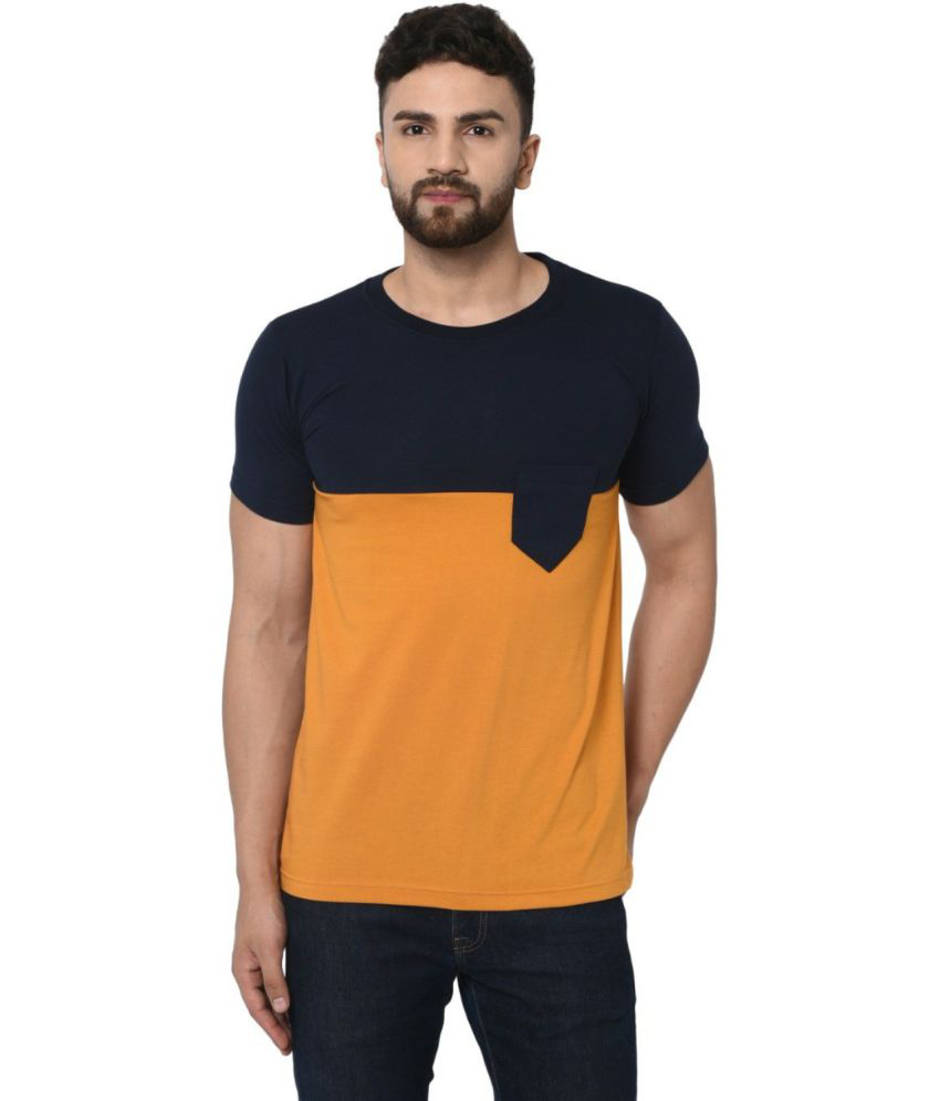     			The Mini NEEDLE Cotton Regular Fit Colorblock Half Sleeves Men's T-Shirt - Yellow ( Pack of 1 )