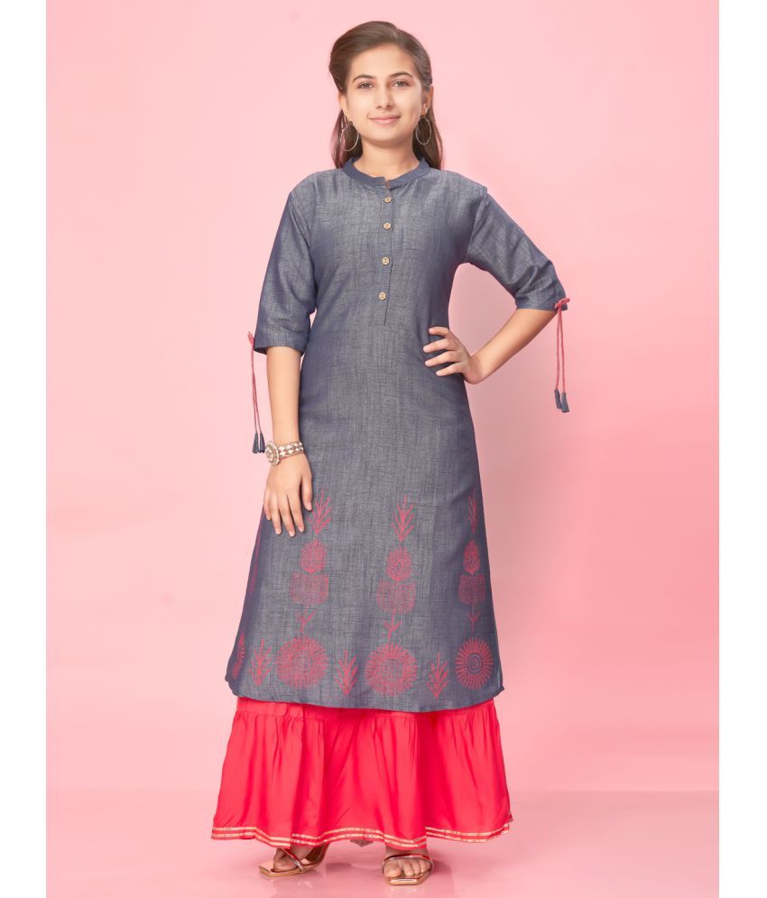     			Aarika Blue Cotton Girls Kurta and Sharara Set ( Pack of 1 )