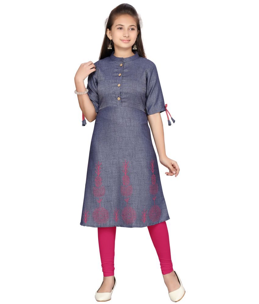     			Aarika Girls Cotton Kurti Legging Set ( Pack of 1 , Blue )