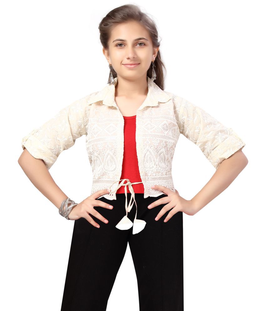     			Aarika Cream Cotton Girl's Light Weight Jacket ( Pack of 1 )