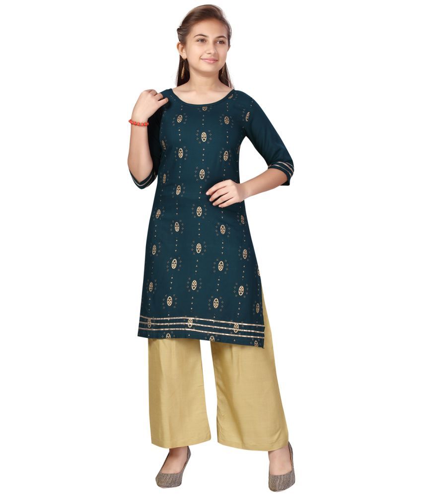     			Aarika Green Cotton Girls Kurta and Trousers Set ( Pack of 1 )