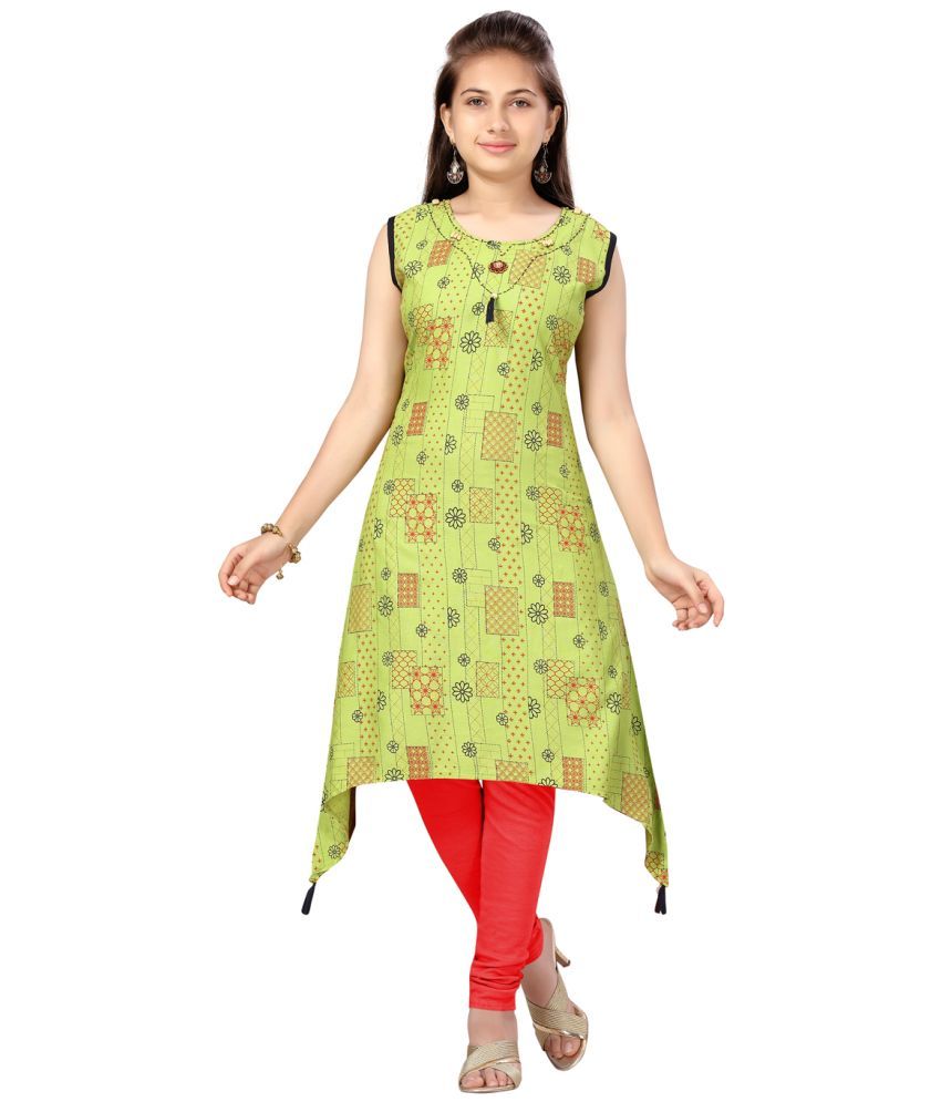     			Aarika Green Cotton Girls Kurti Legging Set ( Pack of 1 )