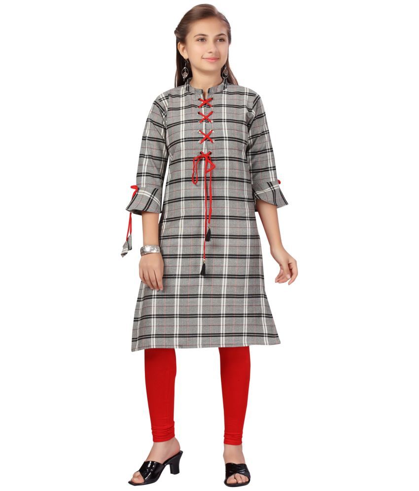     			Aarika Light Grey Cotton Girls Kurti Legging Set ( Pack of 1 )