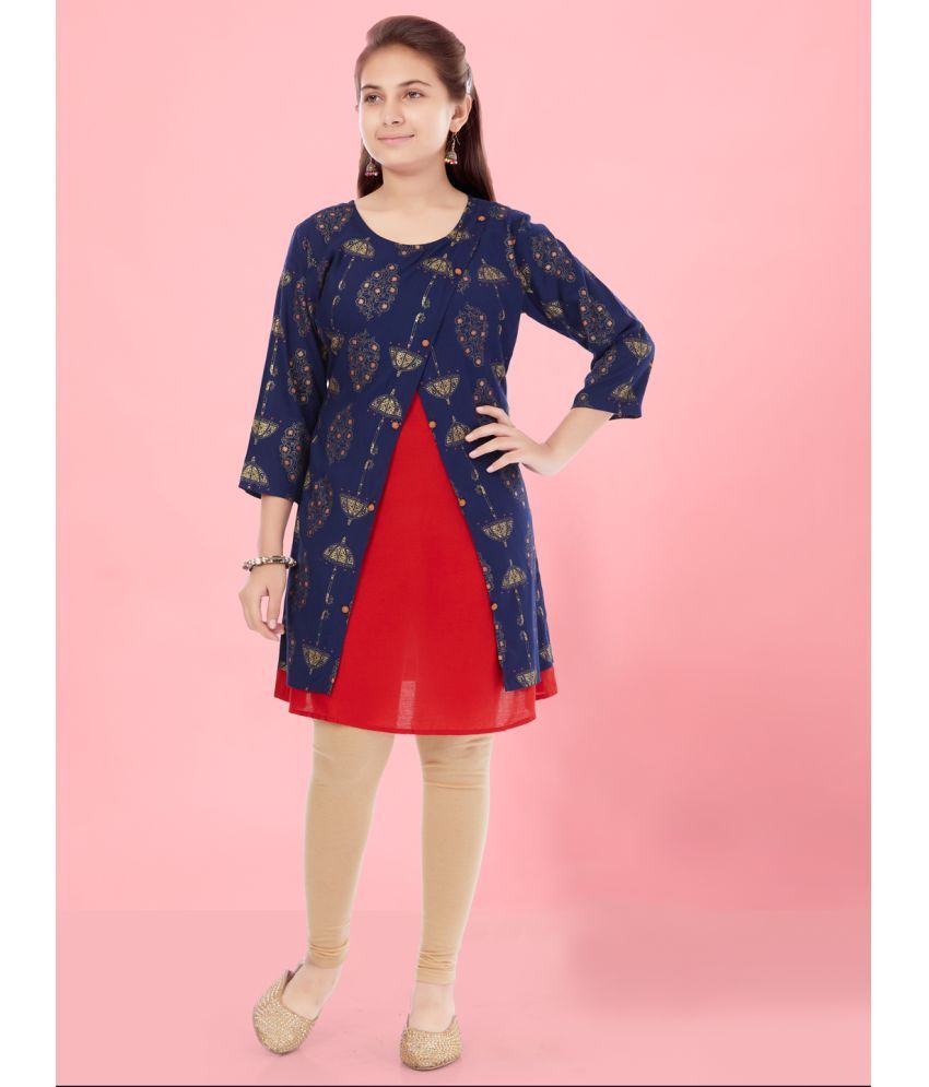     			Aarika Navy Blue Cotton Girls Kurti ( Pack of 1 )