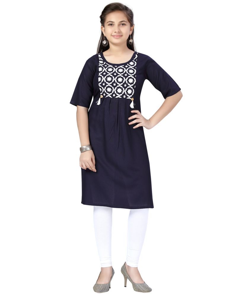     			Aarika Girls Cotton Kurti ( Pack of 1 , Navy Blue )