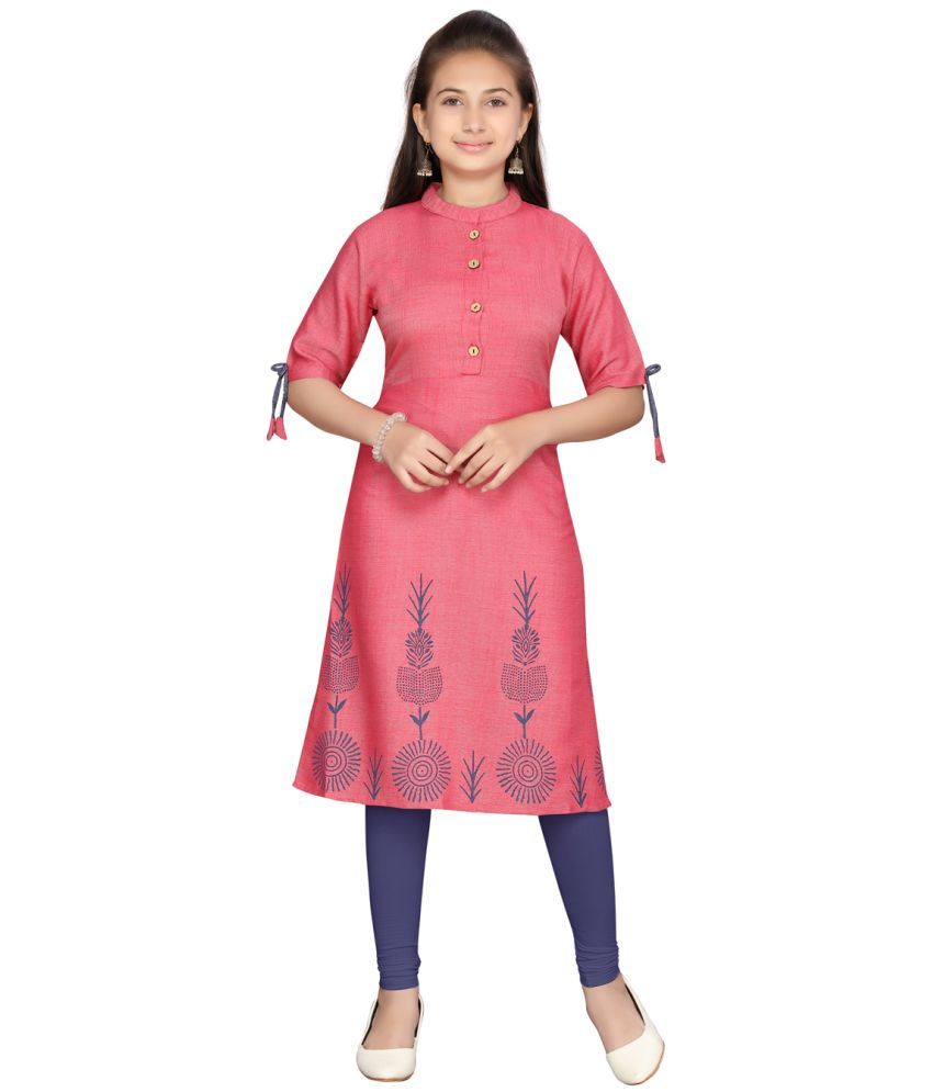     			Aarika Red Cotton Girls Kurti ( Pack of 1 )