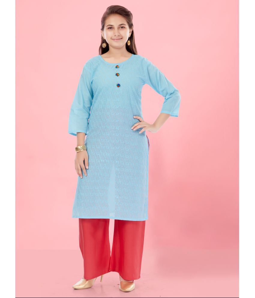     			Aarika Turquoise Cotton Girls Kurta and Trousers Set ( Pack of 1 )