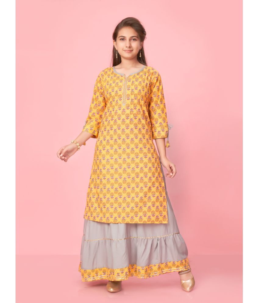     			Aarika Yellow Cotton Girls Kurta and Sharara Set ( Pack of 1 )