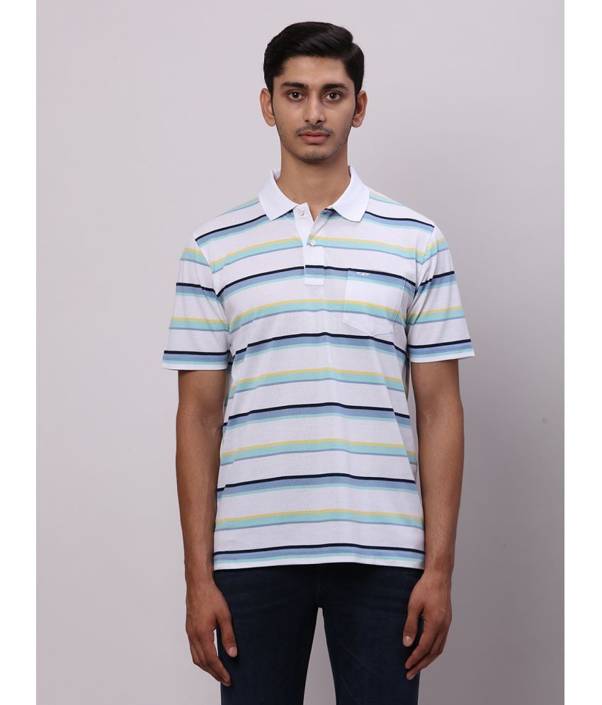     			Colorplus Cotton Regular Fit Striped Half Sleeves Men's Polo T Shirt - White ( Pack of 1 )