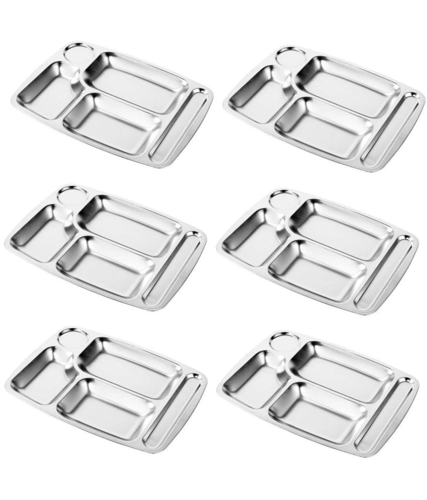     			Dynore 6 Pcs Stainless Steel Silver Partition Plate