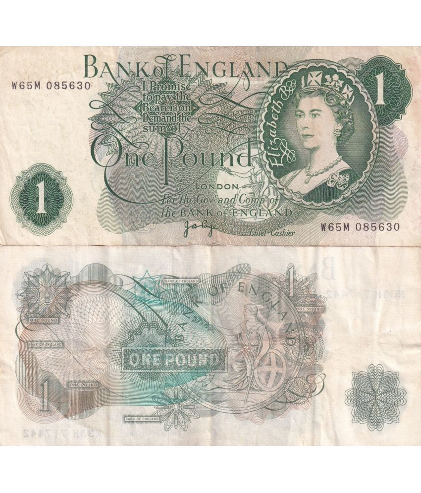     			ENGLAND 1 POUND OLD ISSUE ELIZABETH BIG SIZE 1 NOTE